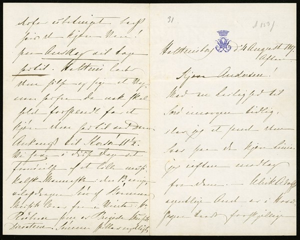 Brev til H.C. Andersen fra Mimi Holstein (04/08-1867)